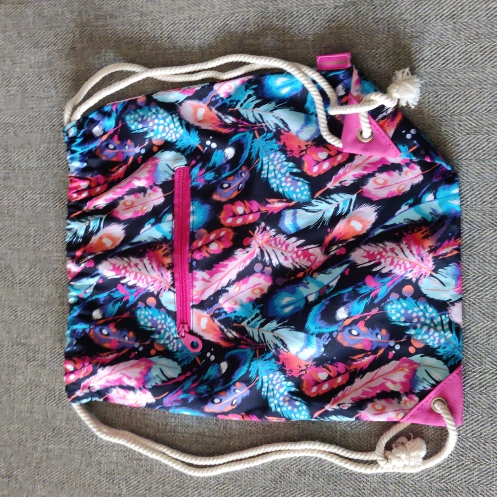 Feather Drawstring Bag